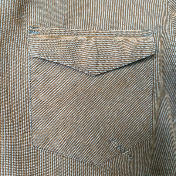 Kavu Shirt Adult Medium Gray Striped Short Sleeve Button Up - Picture 4 of 8
